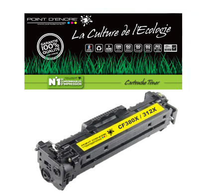 312X / CF380X - JAUNE - Grande capacité Marque Francaise POINT D'ENCRE pour Imprimantes compatibles HP (clhp)