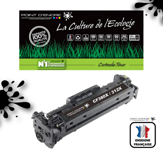 312X / CF380X - NOIR  - Grande capacité Marque Francaise POINT D'ENCRE pour Imprimantes compatibles HP (clhp)