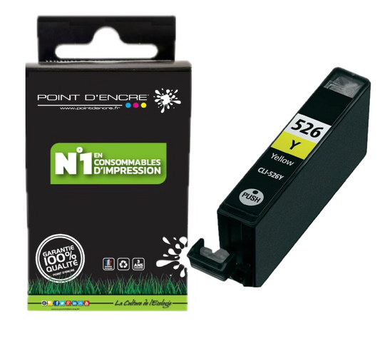 CLI-526 - JAUNE - Grande capacité de Marque Française POINT D'ENCRE Pour imprimante compatible CANON (cec)