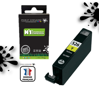 CLI-526 - JAUNE - Grande capacité de Marque Française POINT D'ENCRE Pour imprimante compatible CANON (cec)