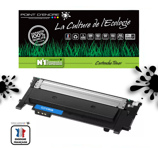 CLT-C404S - CYAN  - Grande capacité Marque Francaise POINT D'ENCRE - pour Imprimantes compatibles Samsung (clsa)