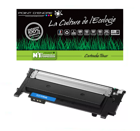CLT-C404S - CYAN  - Grande capacité Marque Francaise POINT D'ENCRE - pour Imprimantes compatibles Samsung (clsa)