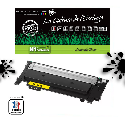 CLT-C404S - JAUNE  - Grande capacité Marque Francaise POINT D'ENCRE - pour Imprimantes compatibles Samsung (clsa)