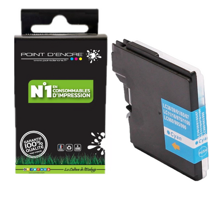 LC980XL / LC985XL / LC1100XL- CYAN - Grande capacité de Marque Française POINT D'ENCRE Pour imprimante compatible BROTHER (ceb)