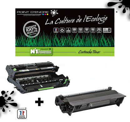 DR3400 (tambour) + TN3430 / TN3480 - NOIR - Grande capacité Marque Francaise POINT D'ENCRE pour Imprimantes compatibles Brother (clbr)