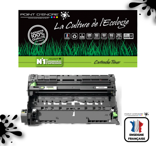DR3600 - TAMBOUR - Noir - Grande capacité Marque Francaise POINT D'ENCRE pour Imprimantes compatibles Brother (clp)