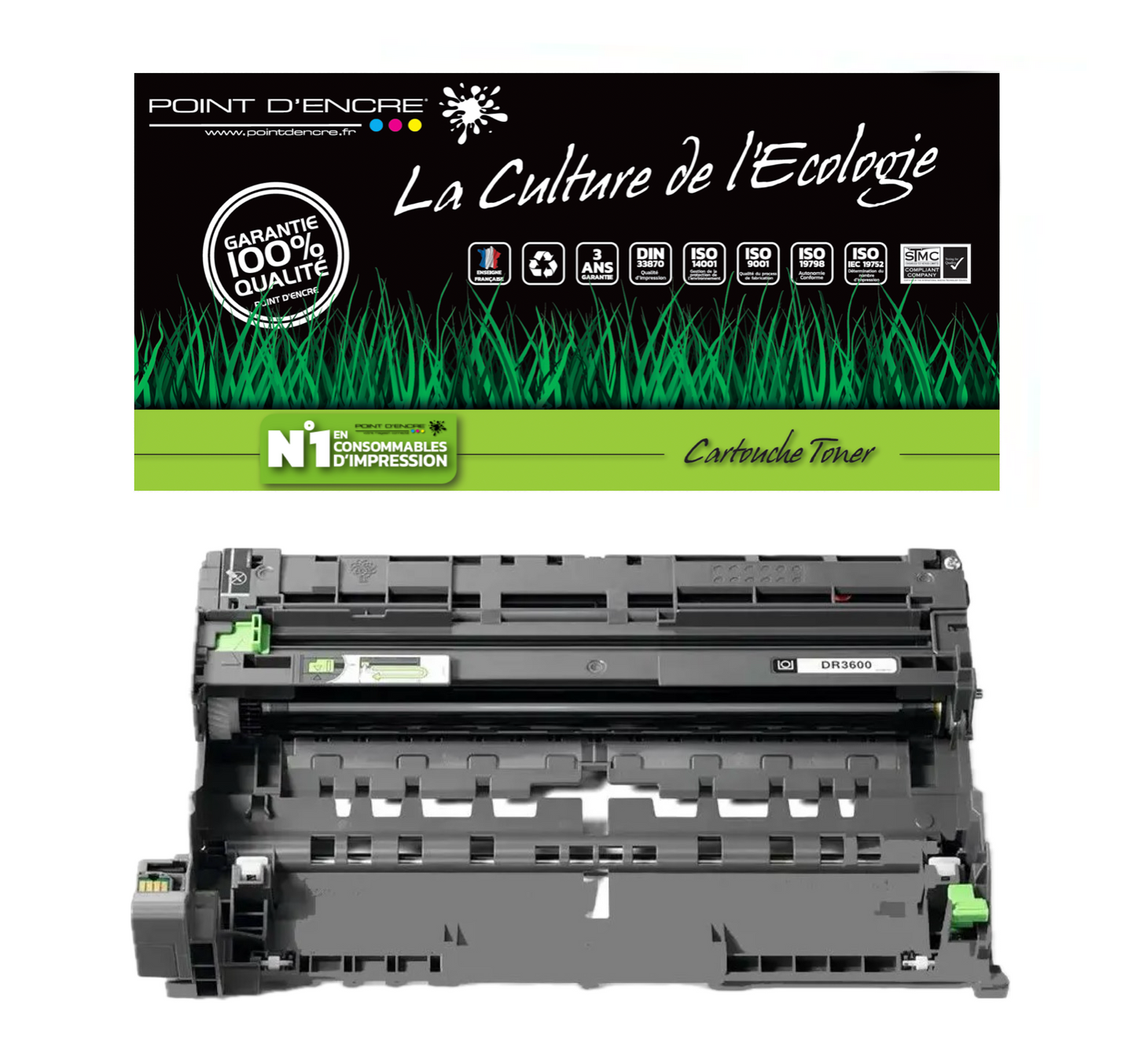 DR3600 - TAMBOUR - Grande capacité Marque Francaise POINT D'ENCRE pour Imprimantes compatibles Brother (clbr)