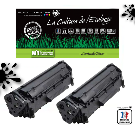 CE285A/CE278A/CB435A/CB436A - 85A/78A/35A/36A - 2 X NOIR - Grande capacité Marque Francaise POINT D'ENCRE pour Imprimantes compatibles HP (clhp)
