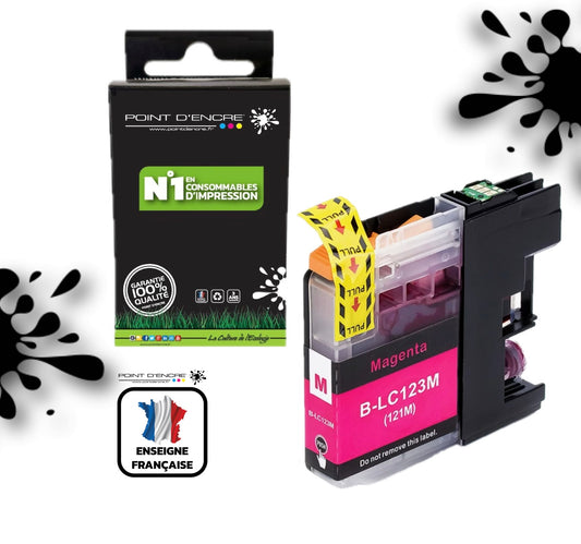 LC123XL/LC121XL - MAGENTA - Grande capacité de Marque Francaise POINT D'ENCRE Pour imprimante compatible BROTHER (ceb)