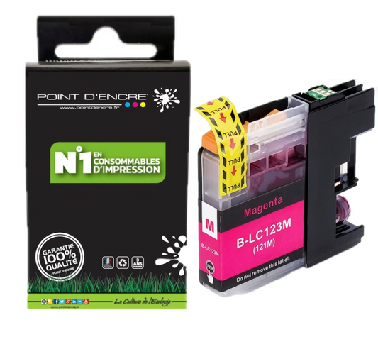 LC123XL/LC121XL - MAGENTA - Grande capacité de Marque Francaise POINT D'ENCRE Pour imprimante compatible BROTHER (ceb)