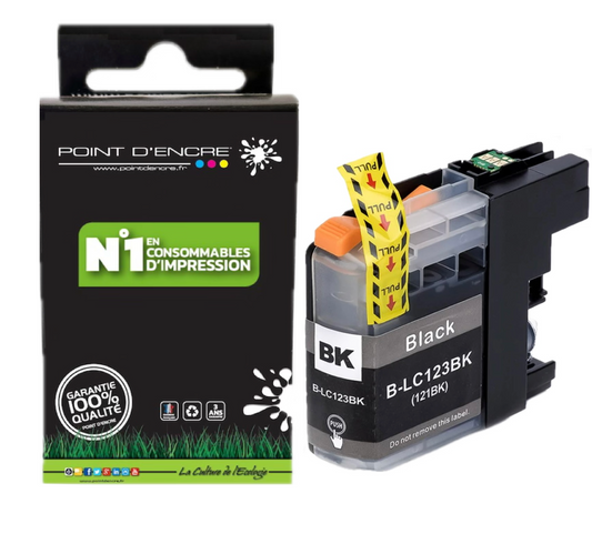 LC123XL/LC121XL - NOIR - Grande capacité de Marque Francaise POINT D'ENCRE Pour imprimante compatible BROTHER (ceb)