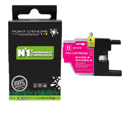 LC1240XL/LC1220XL/LC1280XL - MAGENTA - Grande capacité de Marque Française POINT D'ENCRE Pour imprimante compatible BROTHER (ceb)