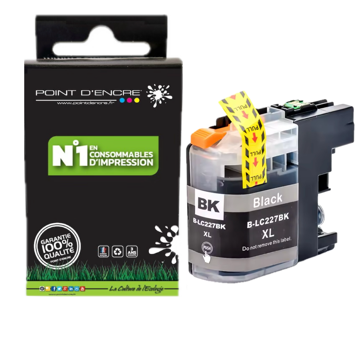 LC227XL - NOIR - Grande capacité de Marque Française POINT D'ENCRE Pour imprimante compatible BROTHER (ceb)