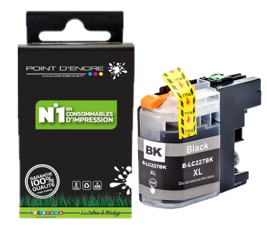 LC227XL - NOIR - Grande capacité de Marque Française POINT D'ENCRE Pour imprimante compatible BROTHER (ceb)