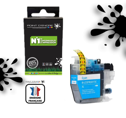 LC3219/LC3217XL - CYAN - Grande capacité de Marque Française POINT D'ENCRE Pour imprimante compatible BROTHER (ceb)