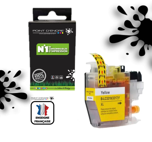 LC3219/LC3217XL - JAUNE - Grande capacité de Marque Française POINT D'ENCRE Pour imprimante compatible BROTHER (ceb)
