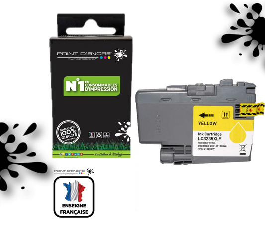 LC3235XL / LC3233 - JAUNE - Grande capacité de Marque Française POINT D'ENCRE Pour imprimante compatible BROTHER (ceb)