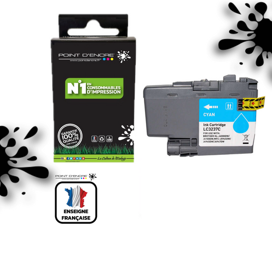 LC3237 - CYAN - Grande capacité de Marque Française POINT D'ENCRE Pour imprimante compatible BROTHER (ceb)