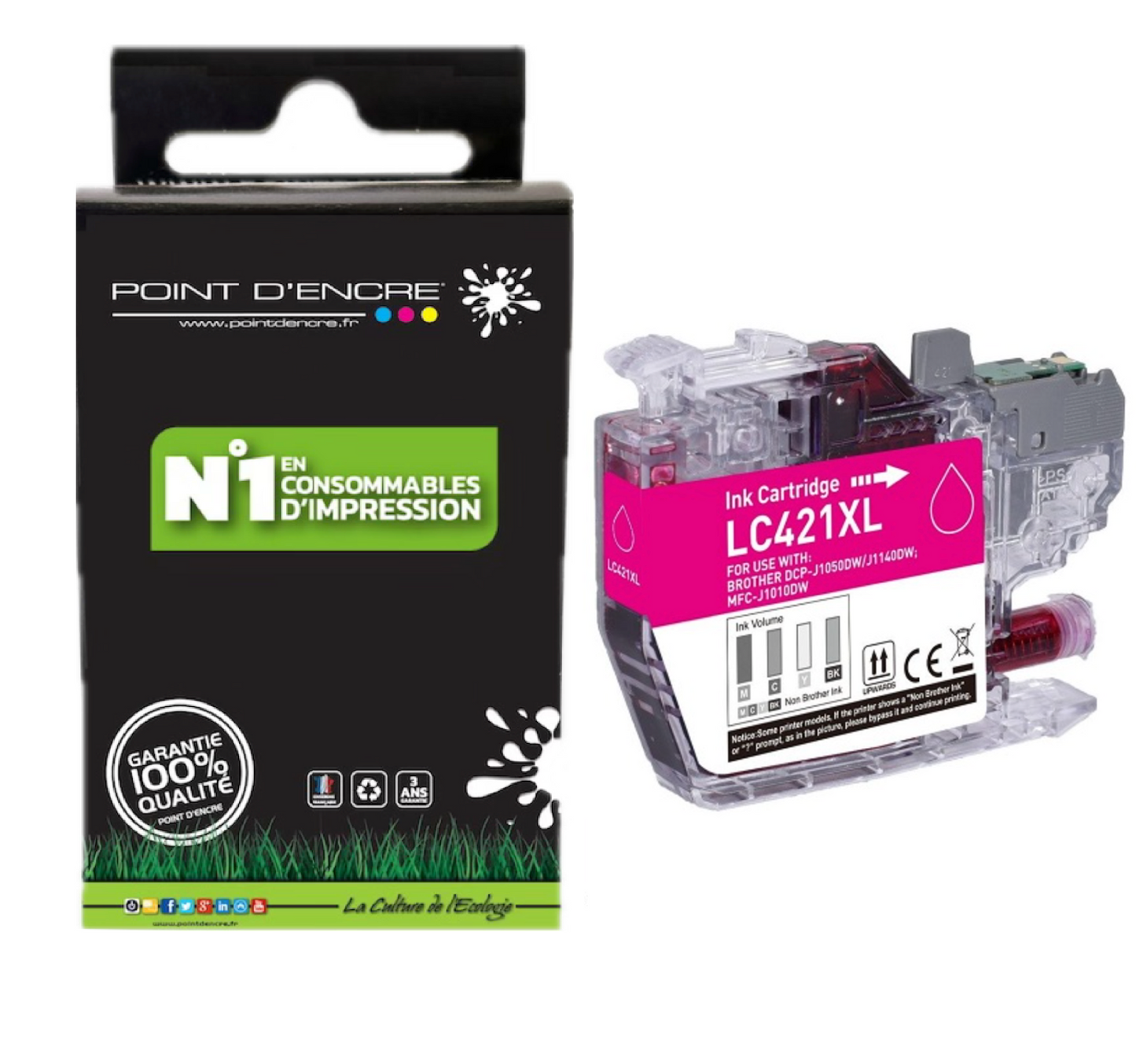 LC421XL - MAGENTA - Grande capacité de Marque Française POINT D'ENCRE Pour imprimante compatible BROTHER (ceb)