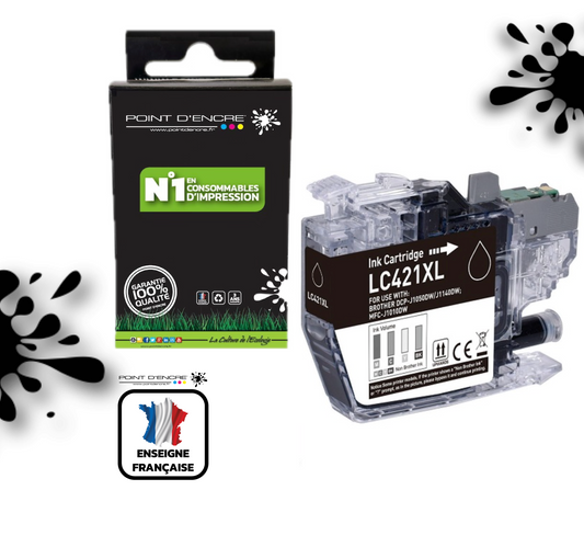 LC421XL - NOIR - Grande capacité de Marque Française POINT D'ENCRE Pour imprimante compatible BROTHER (ceb)