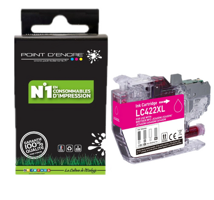 LC422XL - MAGENTA - Grande capacité de Marque Française POINT D'ENCRE Pour imprimante compatible BROTHER (ceb)