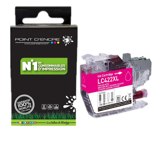 LC422XL - MAGENTA - Grande capacité de Marque Française POINT D'ENCRE Pour imprimante compatible BROTHER (ceb)