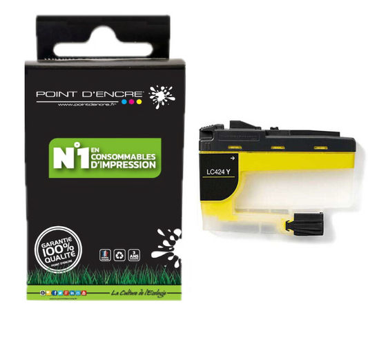 LC424 - JAUNE - Grande capacité de Marque Française POINT D'ENCRE Pour imprimante compatible BROTHER (ceb)