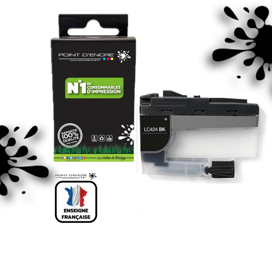 LC424 - NOIR - Grande capacité de Marque Française POINT D'ENCRE Pour imprimante compatible BROTHER (ceb)