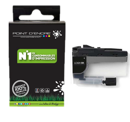 LC424 - NOIR - Grande capacité de Marque Française POINT D'ENCRE Pour imprimante compatible BROTHER (ceb)