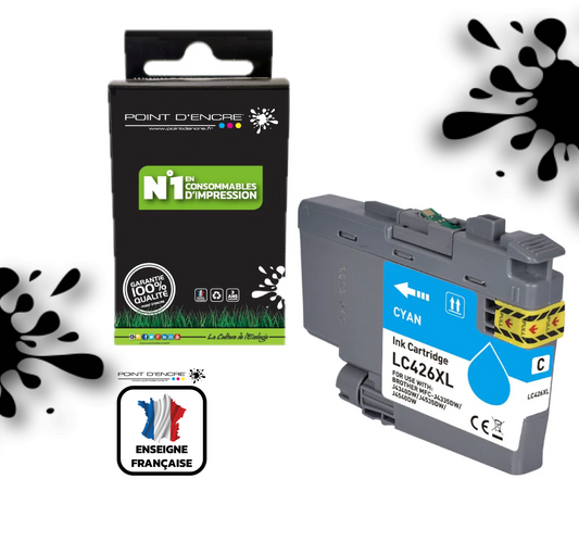 LC426XL - CYAN - Grande capacité de Marque Française POINT D'ENCRE Pour imprimante compatible BROTHER (ceb)