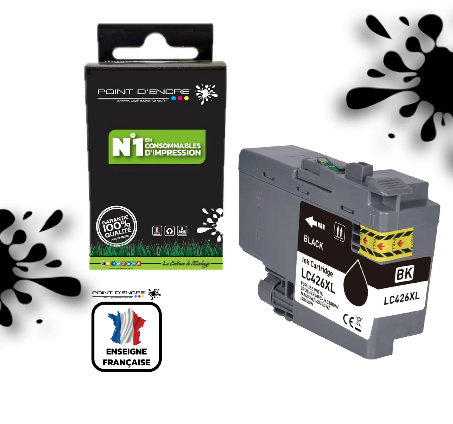 LC426XL - NOIR - Grande capacité de Marque Française POINT D'ENCRE Pour imprimante compatible BROTHER (ceb)