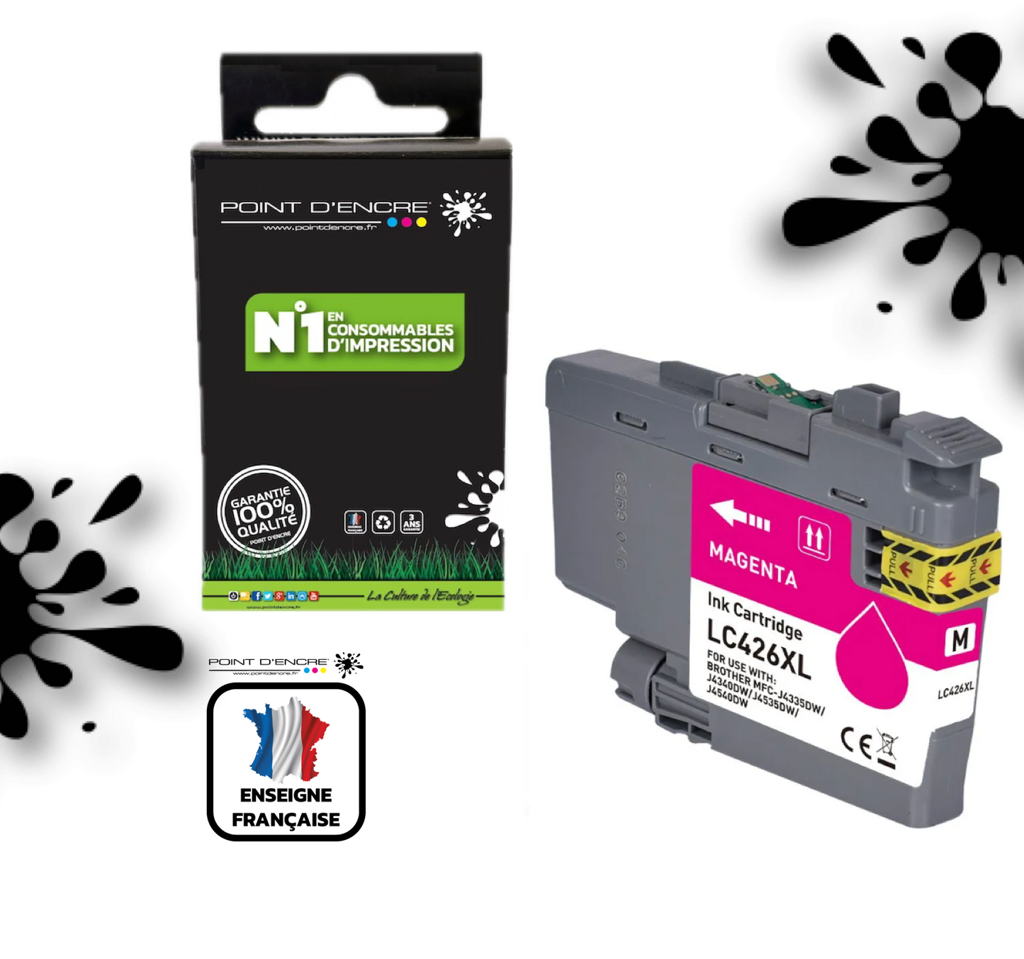 LC426XL - MAGENTA - Grande capacité de Marque Française POINT D'ENCRE Pour imprimante compatible BROTHER (ceb)
