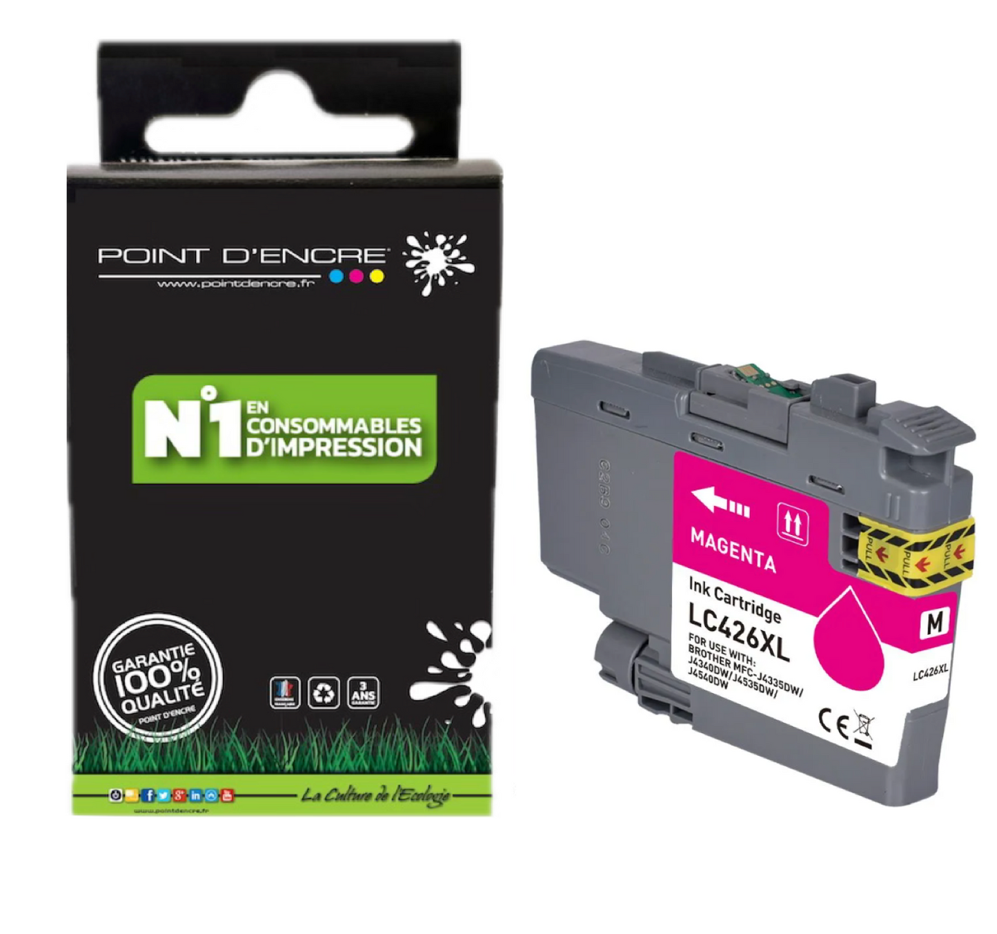 LC426XL - MAGENTA - Grande capacité de Marque Française POINT D'ENCRE Pour imprimante compatible BROTHER (ceb)