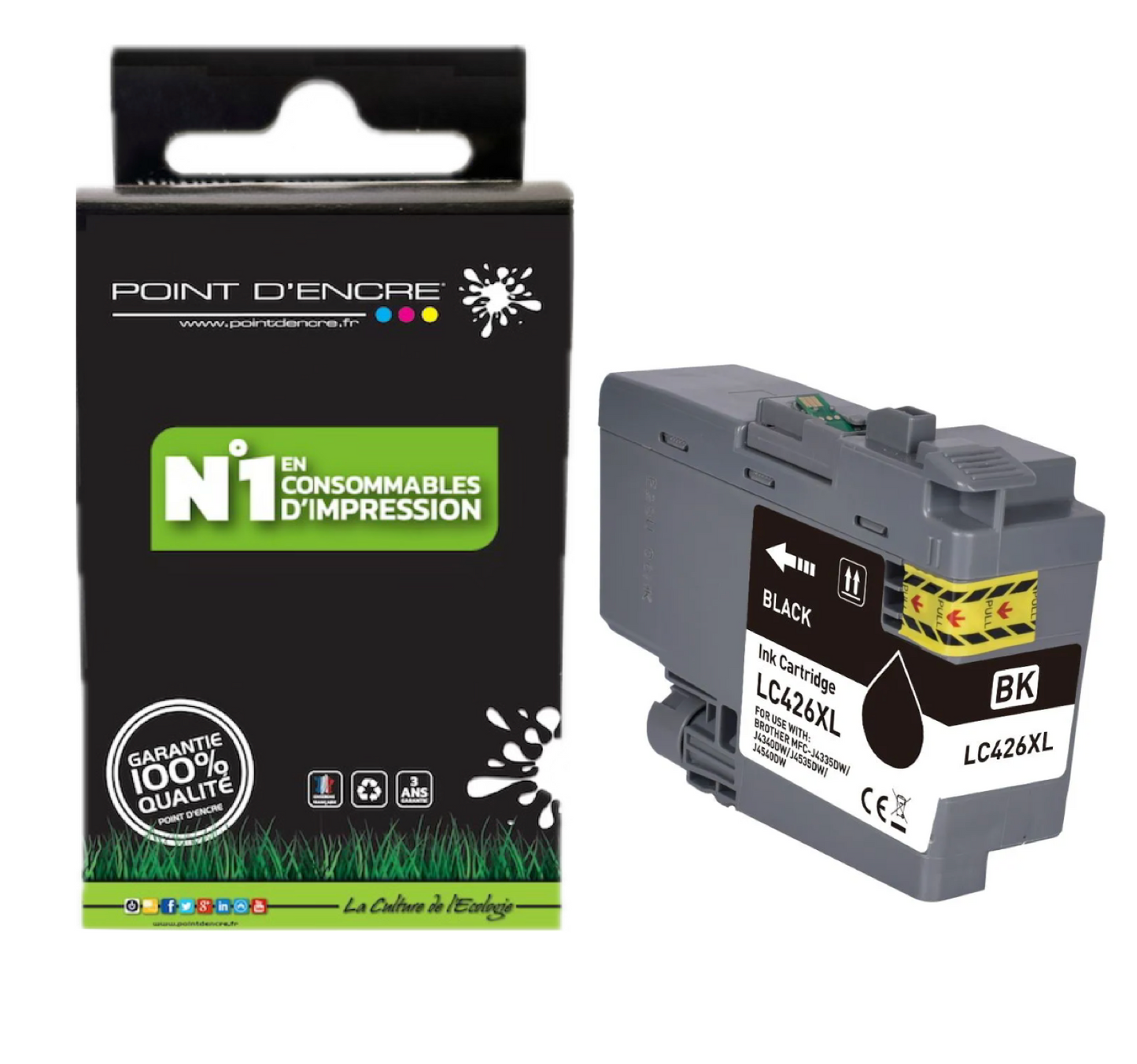 LC426XL - NOIR - Grande capacité de Marque Française POINT D'ENCRE Pour imprimante compatible BROTHER (ceb)