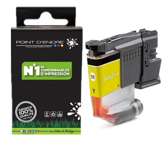LC521 - JAUNE - Grande capacité de Marque Française POINT D'ENCRE Pour imprimante compatible BROTHER (ceb)