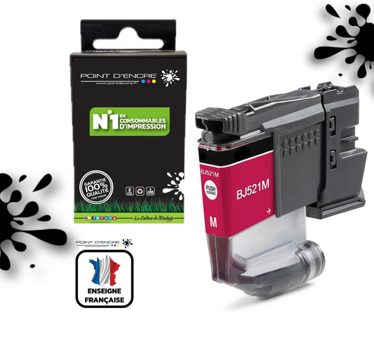 LC521 - MAGENTA - Grande capacité de Marque Française POINT D'ENCRE Pour imprimante compatible BROTHER (ceb)