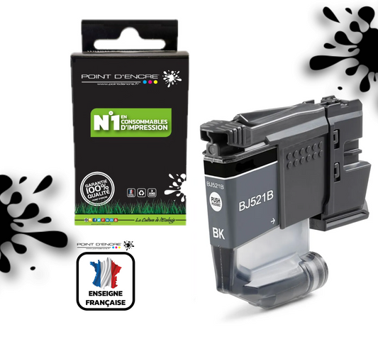 LC521 - NOIR - Grande capacité de Marque Française POINT D'ENCRE Pour imprimante compatible BROTHER (ceb)