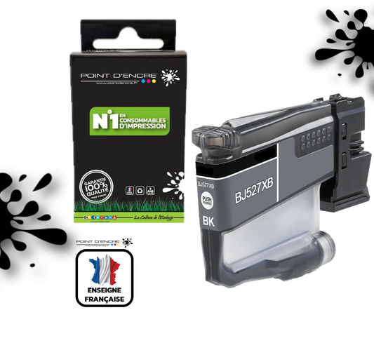 LC527 - NOIR - Grande capacité de Marque Française POINT D'ENCRE Pour imprimante compatible BROTHER LC527XL (ceb)