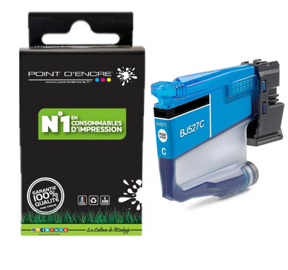 LC527XL / LC527 - CYAN - Grande capacité de Marque Française POINT D'ENCRE Pour imprimante compatible BROTHER (ceb)