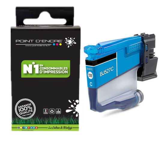 LC527XL / LC527 - CYAN - Grande capacité de Marque Française POINT D'ENCRE Pour imprimante compatible BROTHER (ceb)
