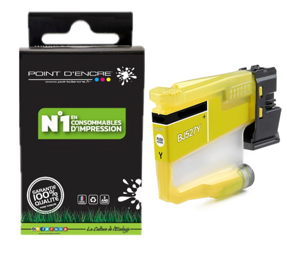 LC527XL / LC527 - JAUNE - Grande capacité de Marque Française POINT D'ENCRE Pour imprimante compatible BROTHER (ceb)