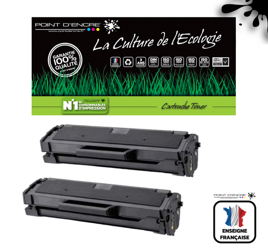 MLT-D111L / MLT-D111S - 2 X NOIR - Grande capacité Marque Francaise POINT D'ENCRE SU799A / SU810A pour Imprimantes compatibles HP (clsa)