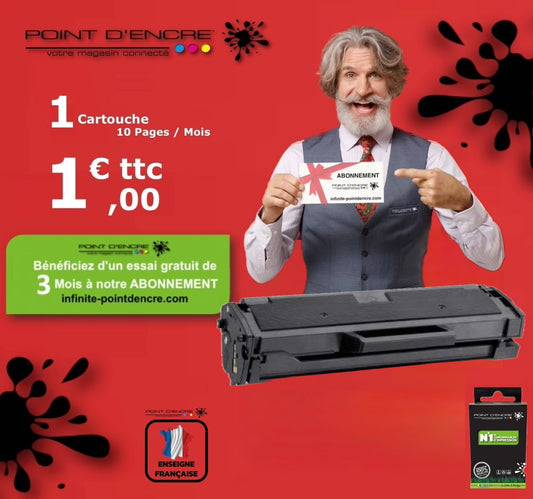 MLT-D111L / MLT-D111S - NOIR - Abonnement - Grande capacité Marque Francaise POINT D'ENCRE SU799A / SU810A pour Imprimantes compatibles HP (clsa)