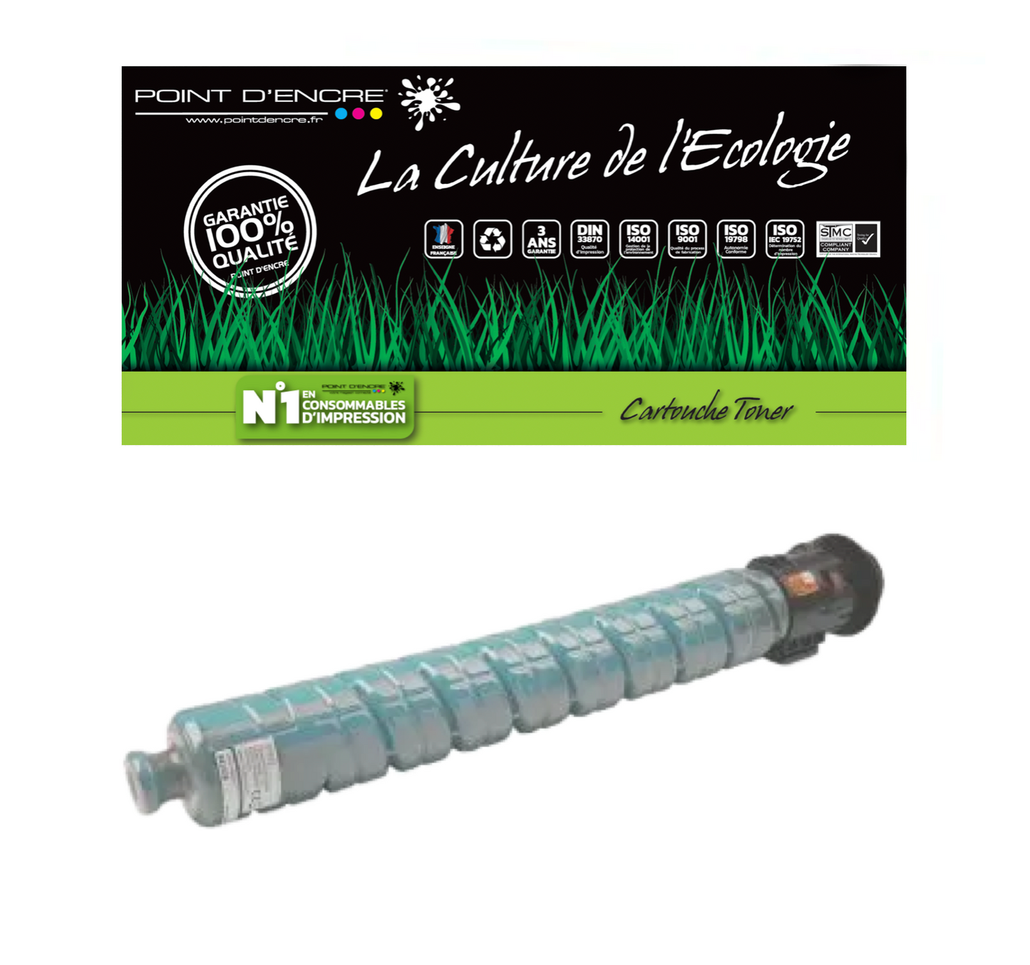 841928 - CYAN - Grande capacité de Marque Française POINT D'ENCRE Pour imprimante compatible Ricoh (clric)