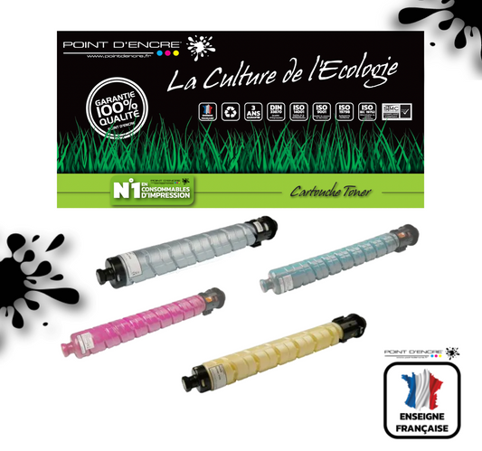 841925 - NOIR / 841928 - CYAN / 841927 - MAGENTA / 841926 - JAUNE - ABONNEMENT - Grande capacité de Marque Française POINT D'ENCRE Pour imprimante compatible Ricoh (clric)