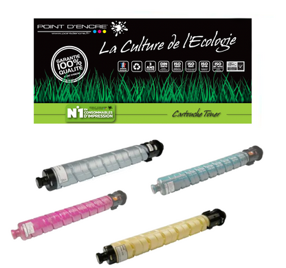 841925 - NOIR / 841928 - CYAN / 841927 - MAGENTA / 841926 - JAUNE - Grande capacité de Marque Française POINT D'ENCRE Pour imprimante compatible Ricoh (clric)