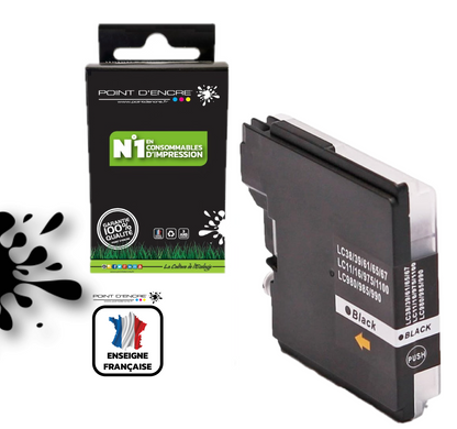 LC980XL / LC985XL / LC1100XL- NOIR - Grande capacité de Marque Française POINT D'ENCRE Pour imprimante compatible BROTHER (ceb)