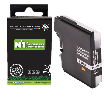 LC980XL / LC985XL / LC1100XL- NOIR - Grande capacité de Marque Française POINT D'ENCRE Pour imprimante compatible BROTHER (ceb)