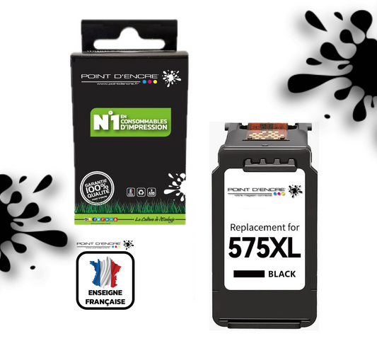 PG-575XL - NOIR  - Grande capacité de Marque Française POINT D'ENCRE - Pour imprimante compatible CANON (cec)
