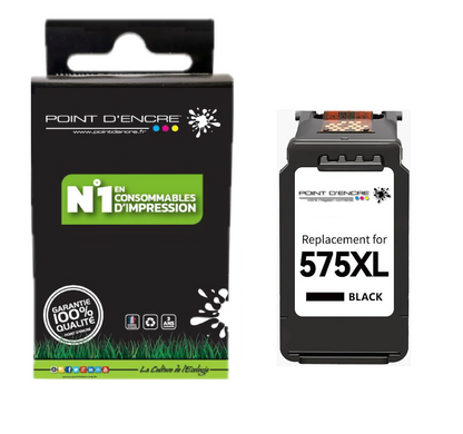 PG-575XL - NOIR  - Grande capacité de Marque Française POINT D'ENCRE - Pour imprimante compatible CANON (cec)